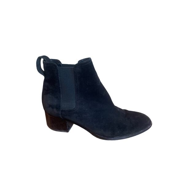 RAG & BONE Joni Suede Chelsea Ankle Boots Chunky Block Heel Size 39 9 Black Shoe - Picture 1 of 6